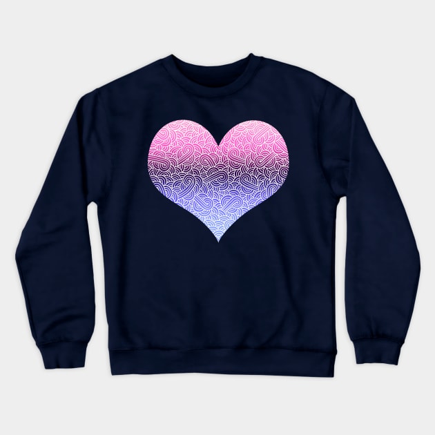 Ombré omnisexual colours and white swirls doodles heart Crewneck Sweatshirt by Savousepate